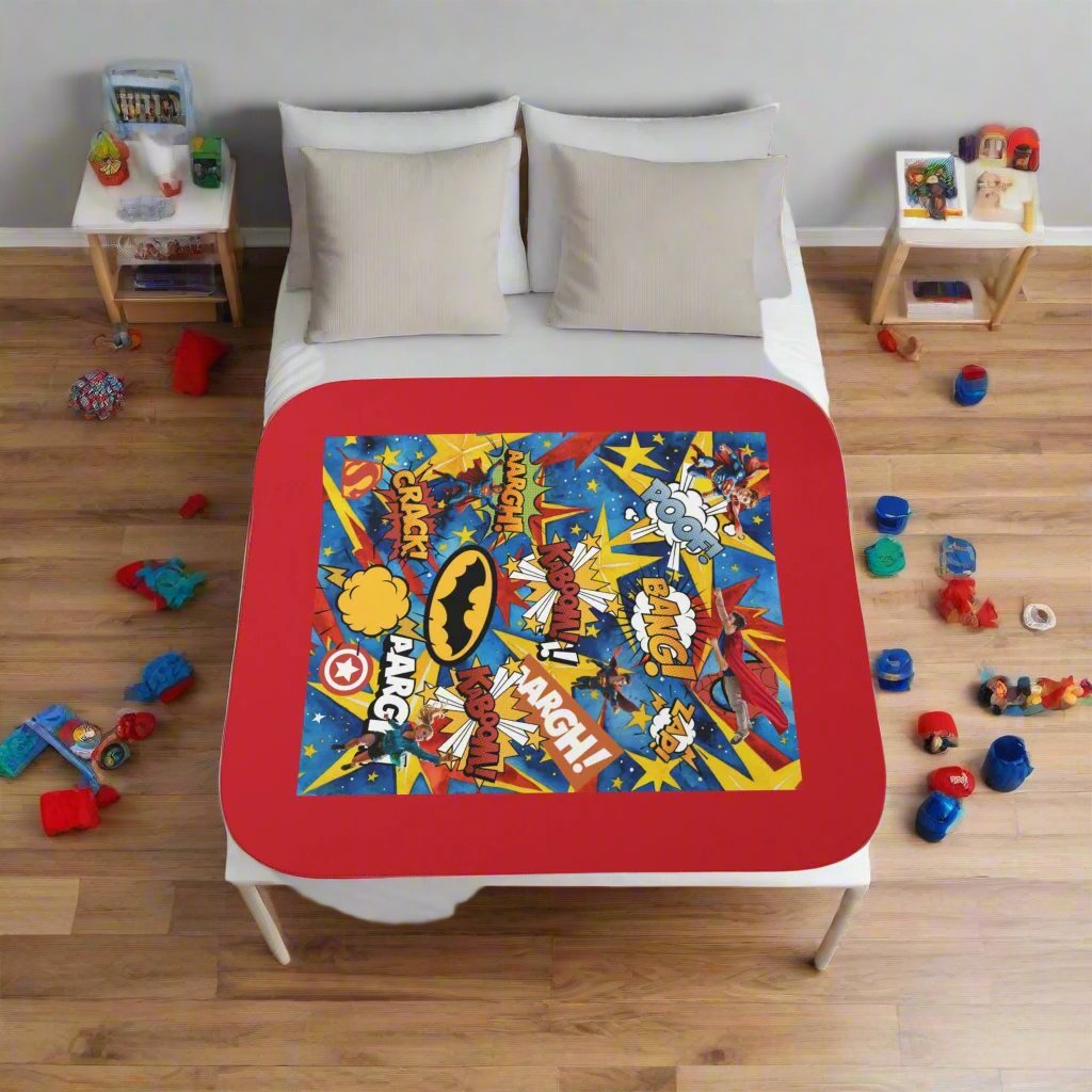 Super Hero Sherpa Blanket Super Bright Colors