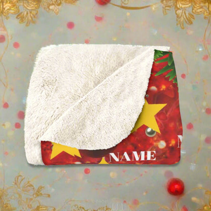 Christmas Sherpa Fleece Blanket with Santa Claus Personalization