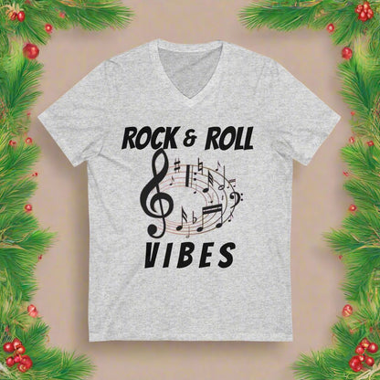 Rock 'n' Roll V-Neck Tee, Music Lover Short Sleeve T-Shirt, Punk Band Graphic Top, Alternative Festival Clothing, Retro Vintage Shirt