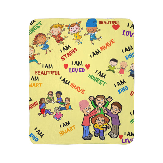 Fleece Sherpa Fun Blanket Kids Inspirational Quotes Yellow 50x60