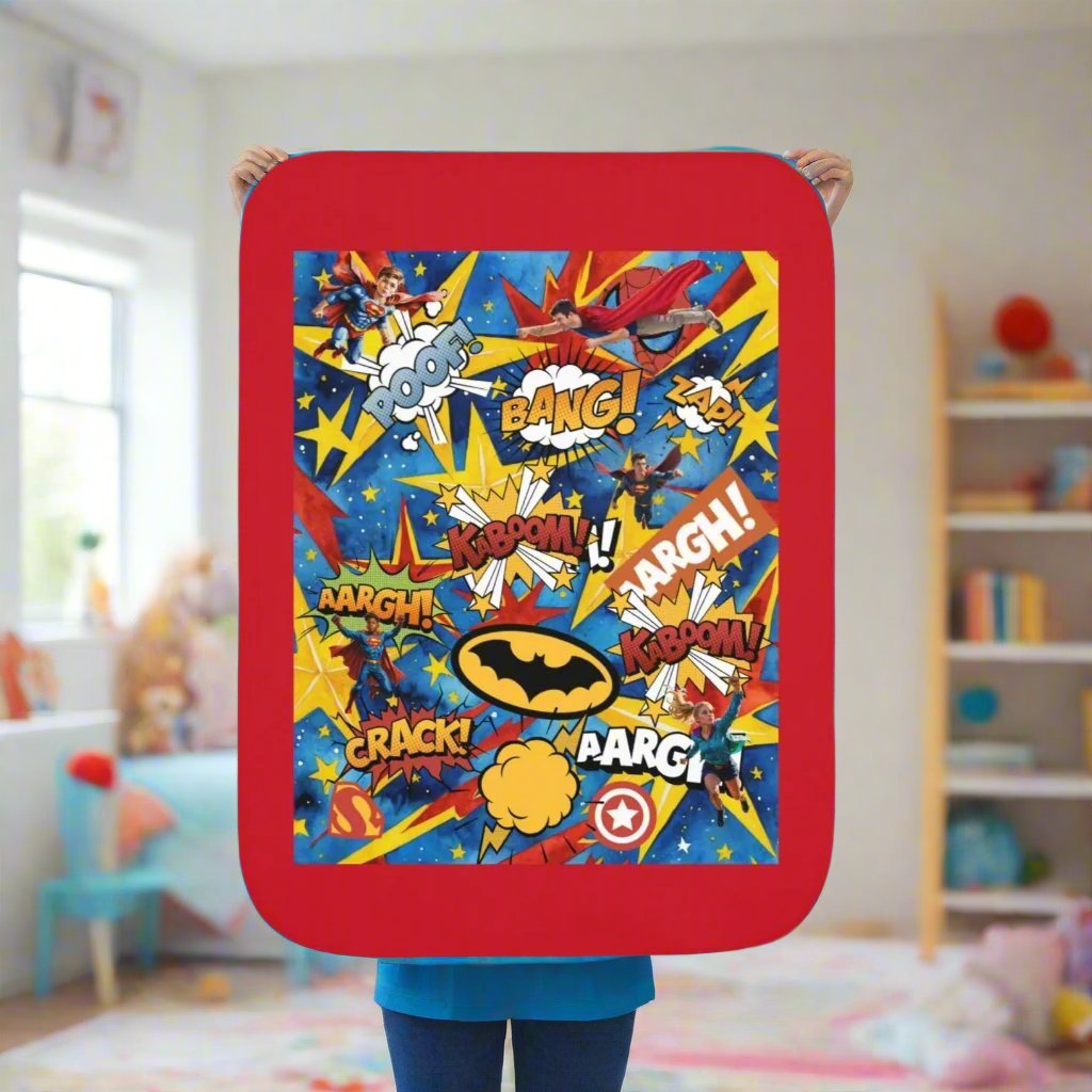 Super Hero Sherpa Blanket Super Bright Colors