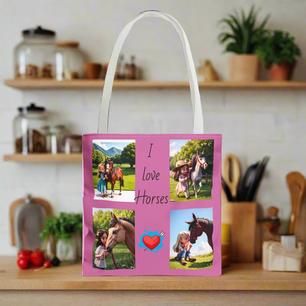 For that special little horse lover in your life. Designed by Moi, Little Horse Lovers tote bag she's sure to LOVE