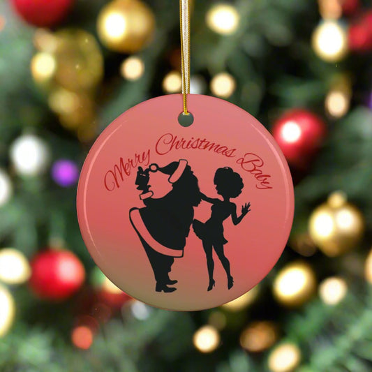 Ceramic Ornament - Santa Kiss Silhouette