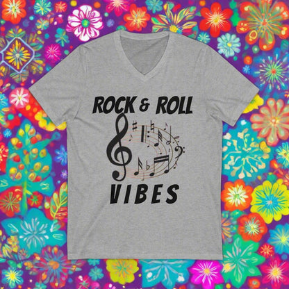 Rock 'n' Roll V-Neck Tee, Music Lover Short Sleeve T-Shirt, Punk Band Graphic Top, Alternative Festival Clothing, Retro Vintage Shirt