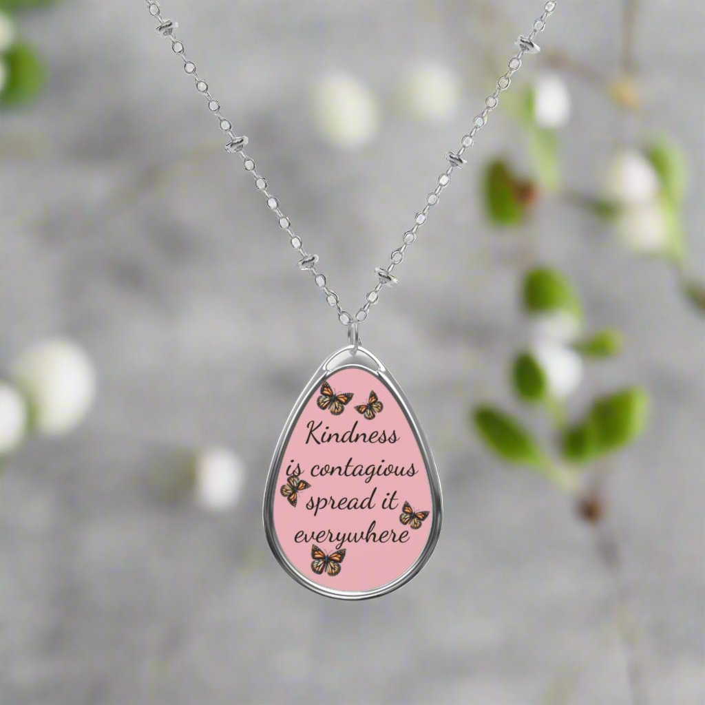 Beautiful Necklace, "Kindness is Contagious" Inspirational Jewelry, Gift for Her, Pink