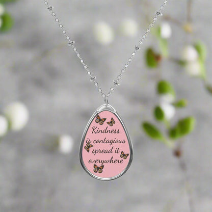 Beautiful Necklace, "Kindness is Contagious" Inspirational Jewelry, Gift for Her, Pink